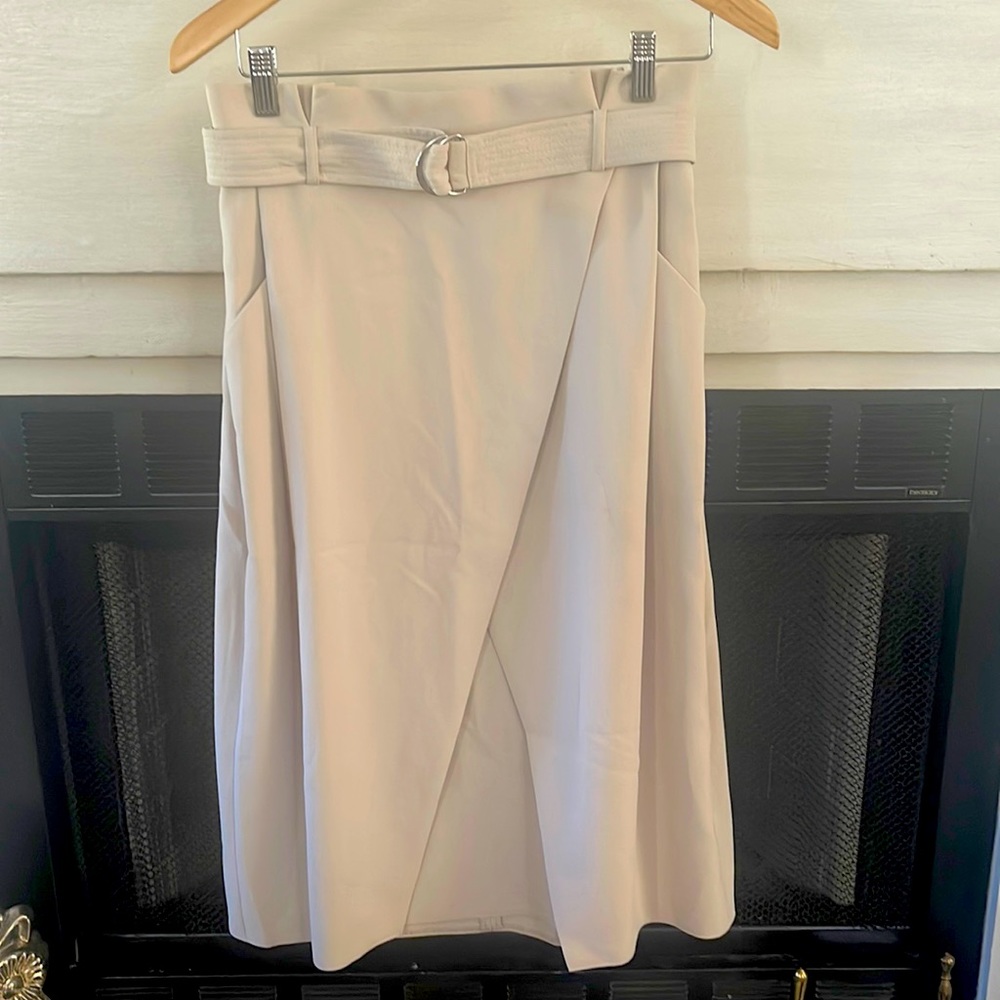Karen Millen NWOTs Beige Belted High Waisted Skirt